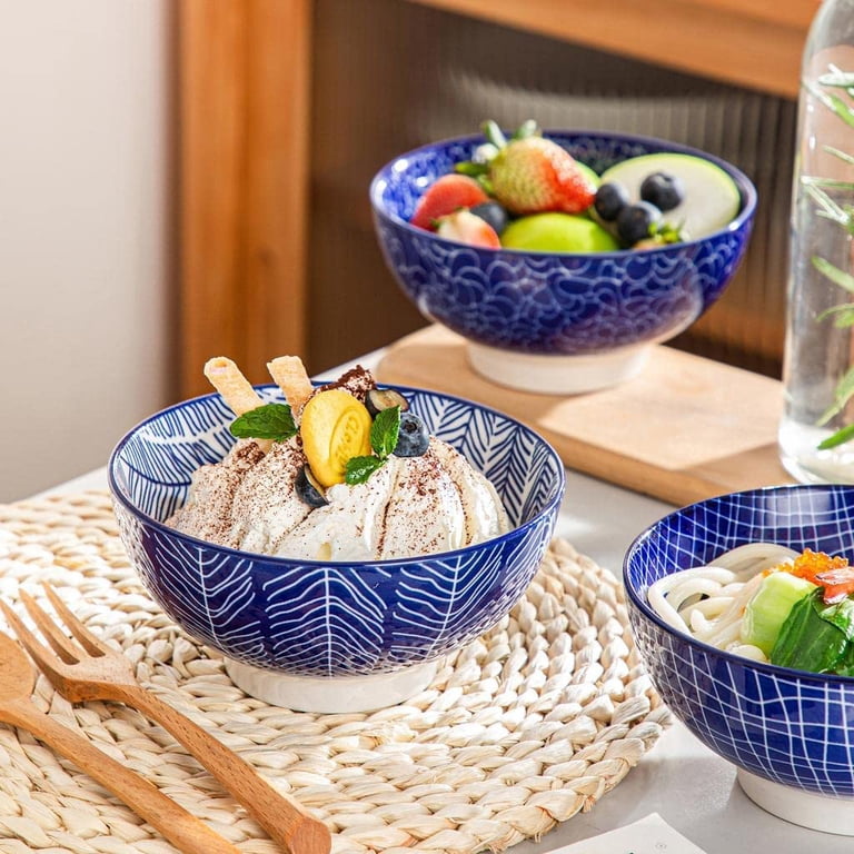 Vancasso Porcelain Dinnerware Sets, 4 Piece Blue Cereal Bowls