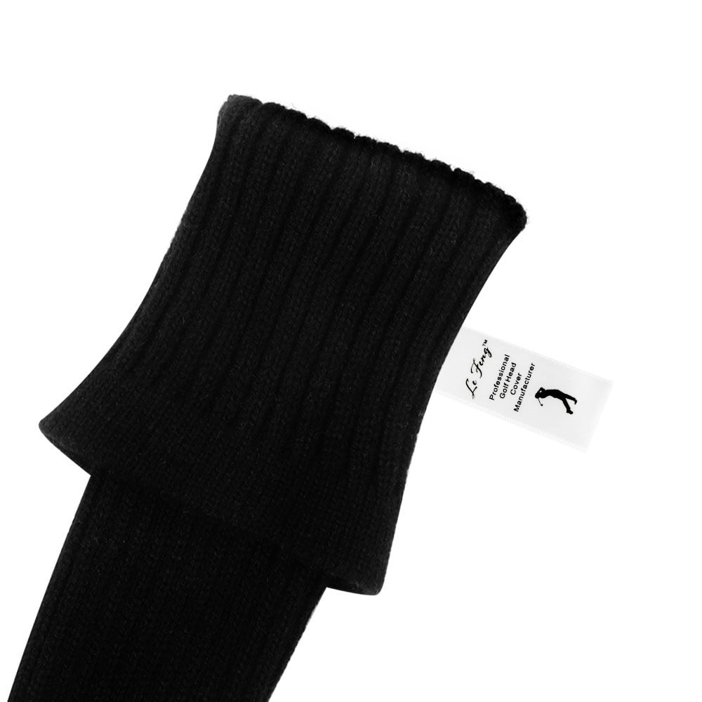 LeFeng 3Pcs Golf Club Head Covers Set Knitted Golf Head Covers for 460cc Driver Fairway Woods and Hybrid with Cute Pom Pom and Number Tag