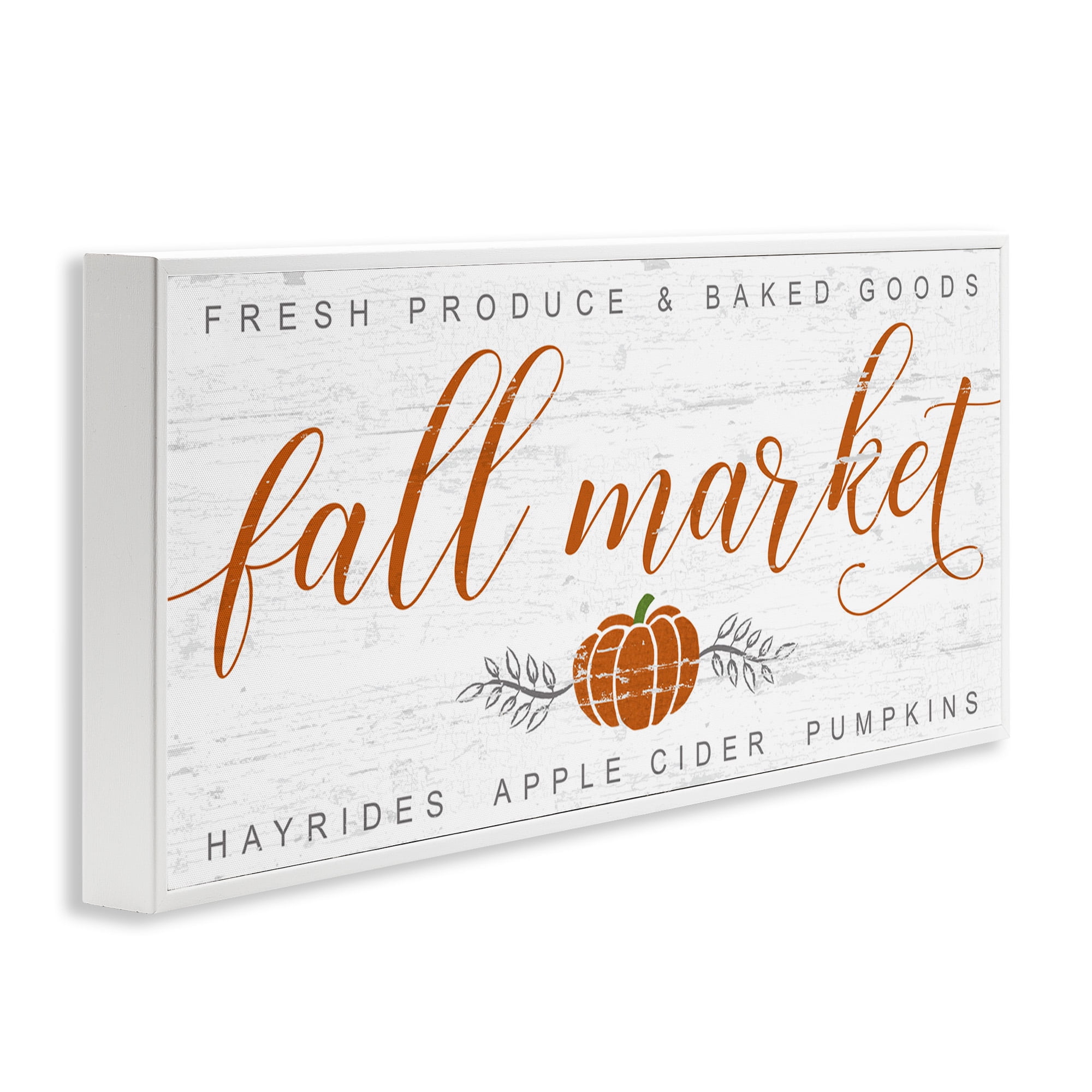 Stupell Industries Charming Fall Market Sign Holiday Painting White Framed Art Print Wall Art, 24 x 10