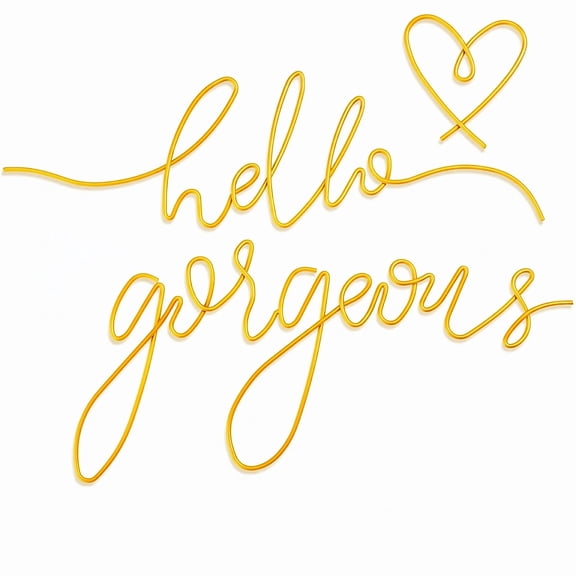 Hello Gorgeous Gold Metal Wall Art Decor - Elegant Gold Bedroom Decor, Minimalist Wall Art for Bathroom, Living Room, Office & Dining Room, Aesthetic Wall Decor for Teen Girl Room Decoration(Gold)