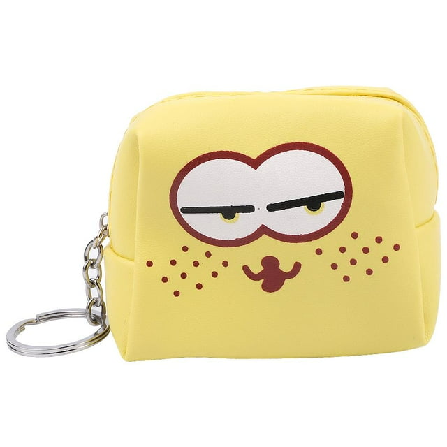 Lutabuo Leather Women Cute Cartoon Emotion Coin Holder Purses Mini Clutch (Yellow)
