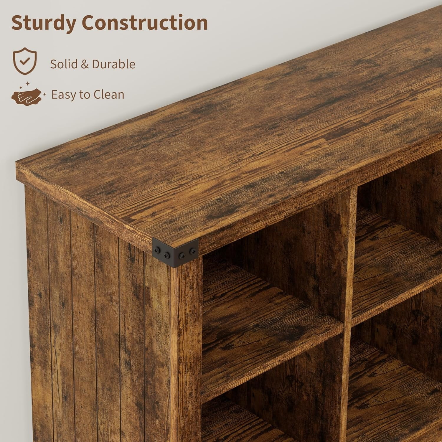 8 Cube Storage Organizer Bookshelf, 3 Tier Farmhouse Horizontal Bookcase, 62 Inch Wood Storage Bookcase for Entryway, Long Low Bookshelves for Living Room