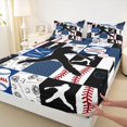 thumbnail image 5 of Erosebridal Navy Black Baseball Patchwork Queen Sheet Sets, Sport Bed Set for Boys and Girls, 4-Piece, 1 Flat Sheet, 1 Fitted Sheet and 2 Pillowcases, 5 of 6