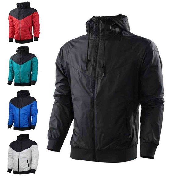 Danhjin Men's Windbreaker Jackets Full Zipper Long Sleeve Running Cycling Workout Outwear Causal Fashion Lightweight Coats