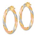 thumbnail image 2 of 925 Sterling Silver Tri Color Twisted Hinged Hoop Earrings, 2 of 7