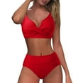 thumbnail image 2 of Clearance Sales Swimwears Tankinis Set Summer Saving Two Piece Swimsuits Women Vintage Front Two Ruched Swimwears Bathing Suit Tie String Thong Bikini Set for Women, 2 of 6