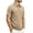 Khaki, variant on Short Sleeve Mens Polo Shirts Blue Casual with Pocket Shirts Textured Classic Fit Work Collared Pullover Tops