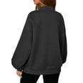 thumbnail image 4 of Zip Up Sweatshirt Women No Hood Long Sleeve Jacket Collar With Pockets Casual Loose Streetwear Athletic Sweatshirts Dark Gray XL, 4 of 7