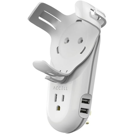 Accell - Power Wall Charger with Holder for Amazon Echo Dot 3rd Gen and 2 USB-A Charging Ports