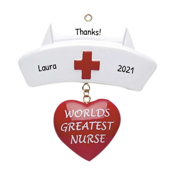 Ornaments by Elves Personalized World's Greatest Nurse Christmas Tree Ornaments 2024 for Tree .25lbs