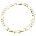 thumbnail image 2 of Mens 10K Yellow Gold 7.25mm Diamond Cut Solid Figaro Link Bracelet 8 Inches, 2 of 3