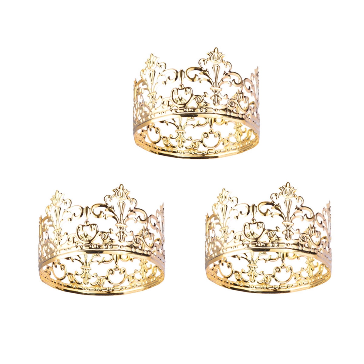 Ounona 3pcs Crown Cake Topper Elegant Cake Decoration For King Queen Prince And Princess Themed Parties Gold Walmart Com Walmart Com