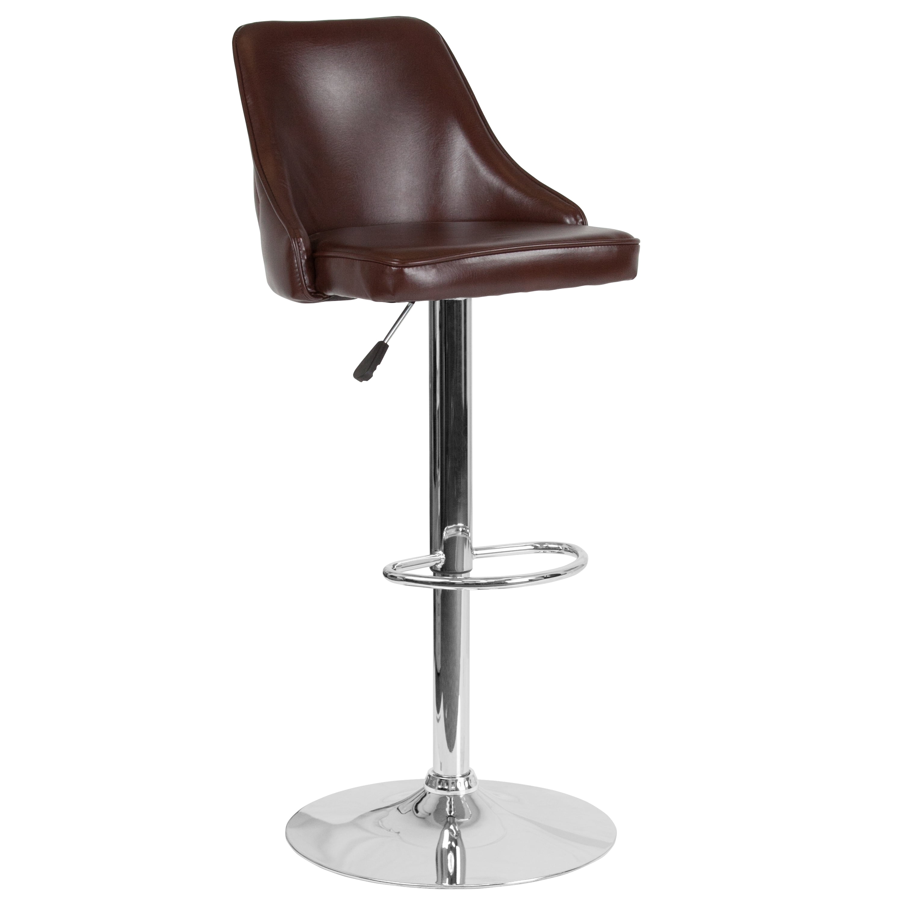 Photo 1 of Flash Furniture Trieste Contemporary Adjustable Height Barstool in Brown LeatherSoft
