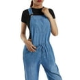 thumbnail image 1 of FOCUSNORM Women Simple Style Suspender Trousers Overalls with Pockets, 1 of 8