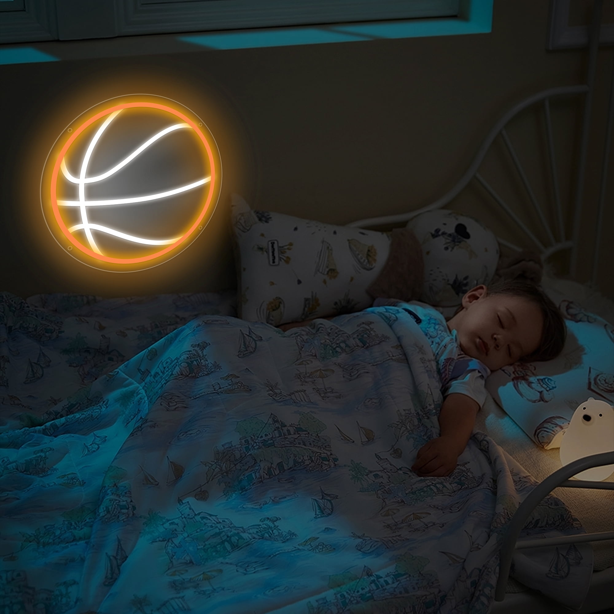 Basketball Neon Sign for Wall Decor, 12.6×12.6 Inch Basketball Led Neon Light, Sports Gift for Boys and Girls, Dimmable LED Neon Signs for Bedroom and GYM