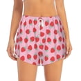 thumbnail image 2 of Balery Hand Drawn Strawberry Pantalones cortos deportivos para mujer con forro y dos bolsillos, elásticos, para entrenamiento, gimnasio, yoga-Large, 2 of 7