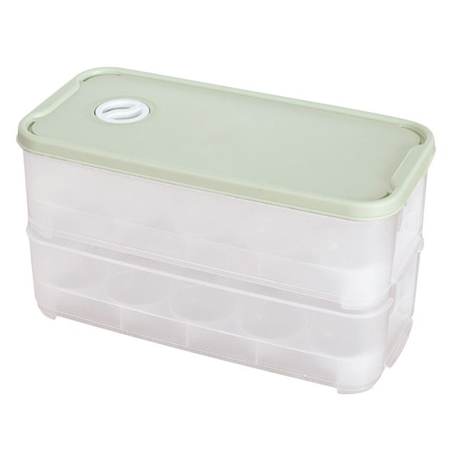 facefd Egg Storage Box 20 Grids Egg Storage Container Double Layer Plastic Egg Holder Egg Tray Container with Lid light green Type2