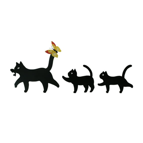 3Pieces Black Cats Garden Stakes Weather Resistant Metal Iron Art Cats Decors For Outdoor Yard And Lawn Patios Balcony