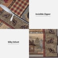 thumbnail image 4 of Set of 2 Square 20x20 inch Retro Brown Throw PillowCovers Rustic Lodge Bear Moose Decorative Throw Pillowcase for Home Sofa Soft Velvet Cushion Cases (50x50 cm) House Cabin Pine Nut, 4 of 4