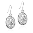 thumbnail image 4 of Elegant Floral Garden Oval Shaped .925 Sterling Silver Dangle Earrings for Female Adult, 4 of 5