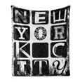 thumbnail image 1 of New York Soft Flannel Fleece Blanket, American City Typography in Murky Tones USA Urban Logo Emblem States, Cozy Plush for Indoor and Outdoor Use, 70" x 90", Charcoal Grey and White, by Ambesonne, 1 of 5