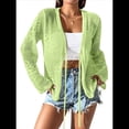 thumbnail image 2 of Cárdigan Informal de Playa para Mujer, de Larga, con Aberturas y Lazo Frontal de Crochet. Verde L, 2 of 7