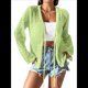 thumbnail image 2 of Cárdigan Informal de Playa para Mujer, de Larga, con Aberturas y Lazo Frontal de Crochet. Verde L, 2 of 7