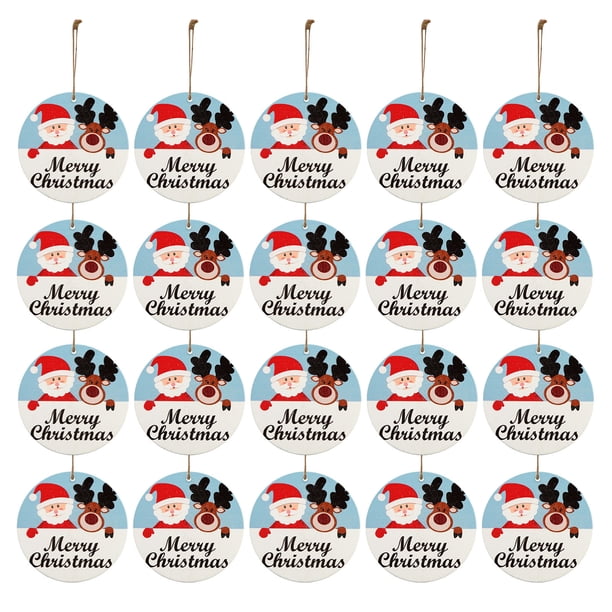 Ganfancp Adornos Navideños Tarjeta Colgante de Madera Decoración Del Árbol de Navidad de Madera de Doble Cara Ofertas Del Día Sólo En Línea Colgante 20X (Patrón de Doble Cara)