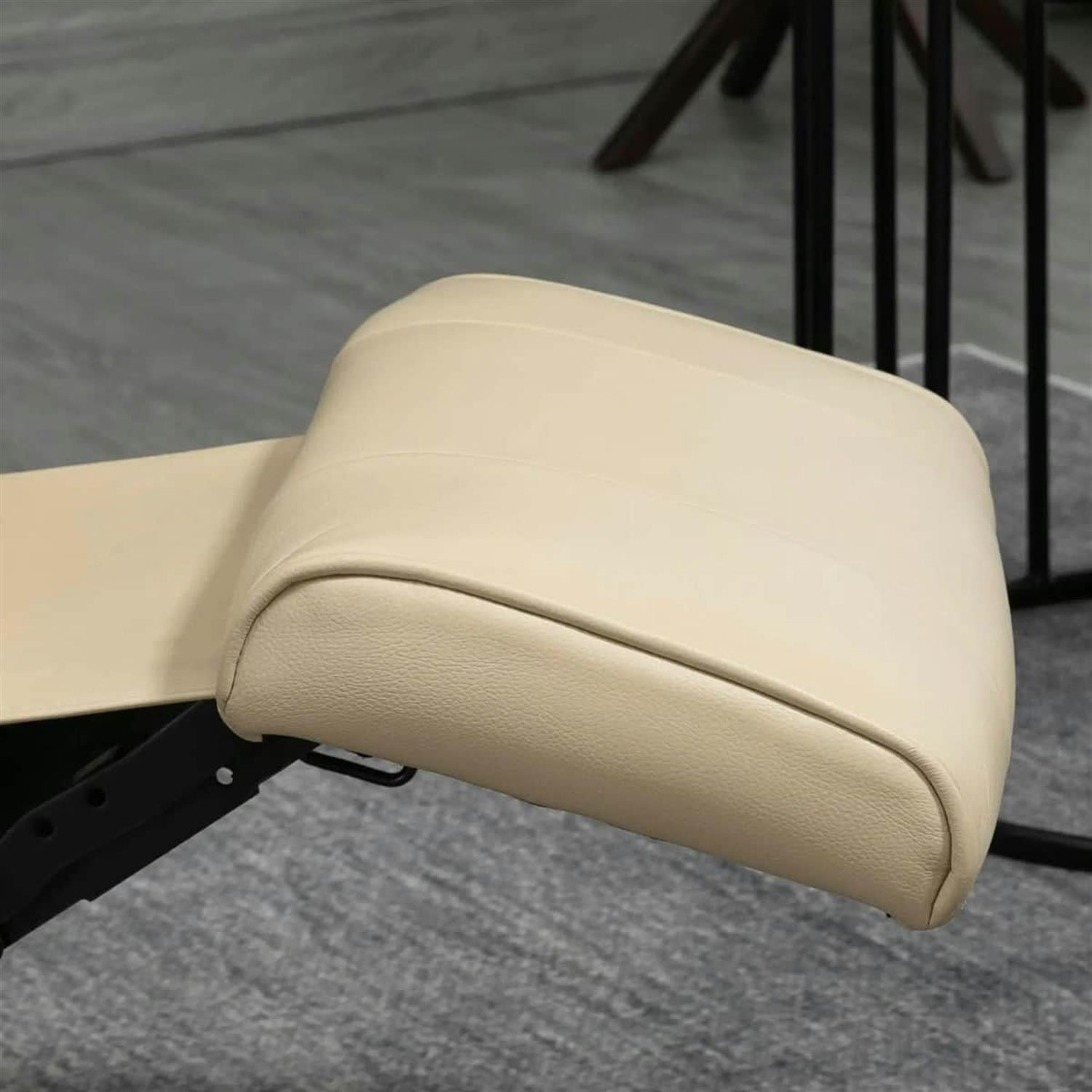 Demi Bonn 39" Faux Leather Swivel Recliner with Footrest, Armrest and Wooden Base for Living Room, Comfort High-Backed Sofa Chair, Beige