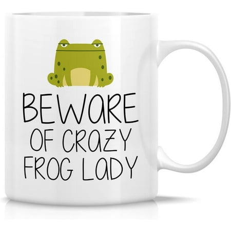 

Funny Mug - Beware of Crazy Frog Lady 11 Oz Ceramic Coffee Mugs - Funny Sarcasm Sarcastic Motivational Inspirational birthday s for friends coworkers siblings sister girlfriend.