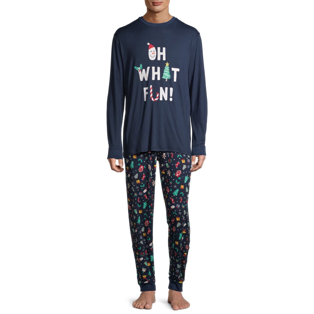 Holiday Time Matching Family Christmas Pajamas Men's Oh What Fun 2
