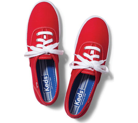 Keds Champion Canvas Shoes Red White Polka Dot Sneakers Women's Size 6