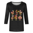 thumbnail image 4 of asdoklhq Thanksgiving Shirt Women's Thanksgiving Printed Round Neck 3/4 Sleeve T-shirt Loose Top Long Sleeve Round Neck Top/Shirt Black 4X, 4 of 4