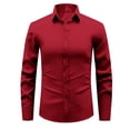 thumbnail image 2 of Satingcolo Mens Dress Shirts Long Sleeve Button Down Shirt Stretch Wrinkle Free Untucked Shirts for Men Business Casual,Wine M, 2 of 6