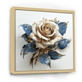 thumbnail image 2 of Designart "Golden Blue White Rose in Glass" Floral Framed Wall Art - Blue Rose Living Room Framed Canvas Art, 2 of 6
