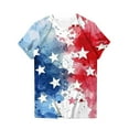 thumbnail image 4 of KIHOUT T-Shirt Graphique Imprimé pour la Fête de l'Indépendance pour Femmes, Mode Col Rond Manches Courtes Multicolore m, 4 of 4