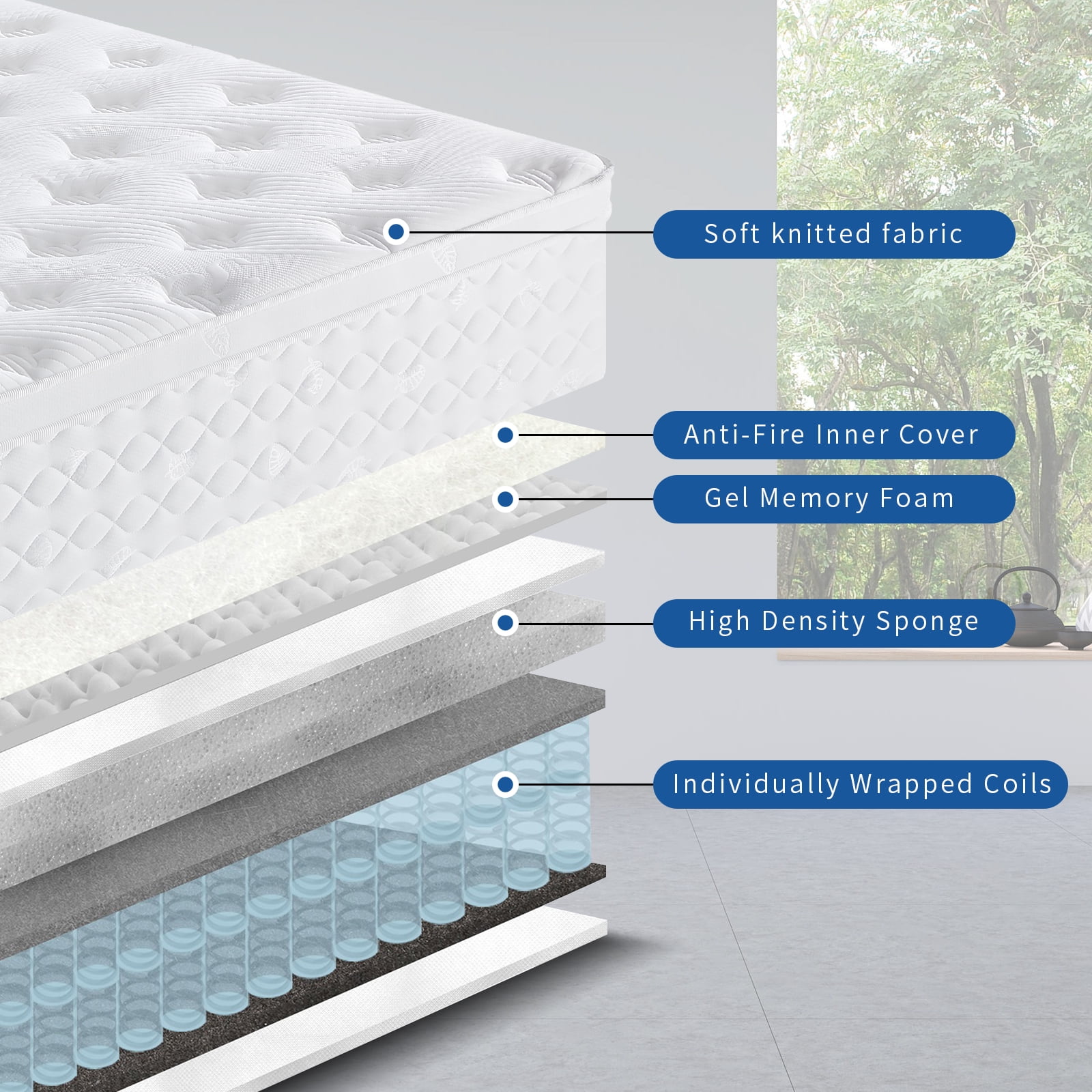 BMMB CertiPUR-US certified Adult Kids 12 In Full Hydrid Innerspring Memory Gel Foam Mattress Bouncy Perfect Night Sleep Free Pain Heavy-duty Steel Spring Compressed Package