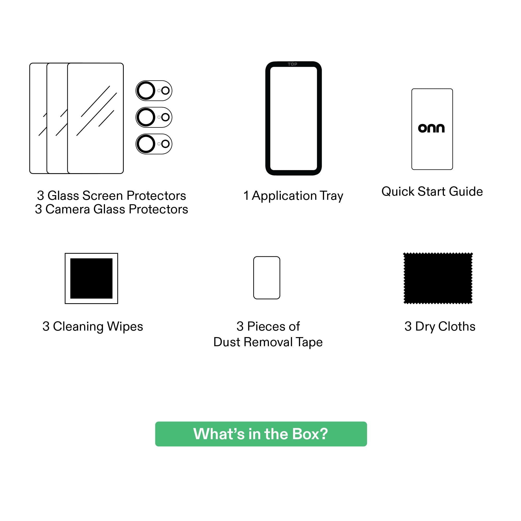 onn iPhone 17e / 16e Glass Screen Protector (3 Pack) and Camera Glass Screen Protector (3 Pack)