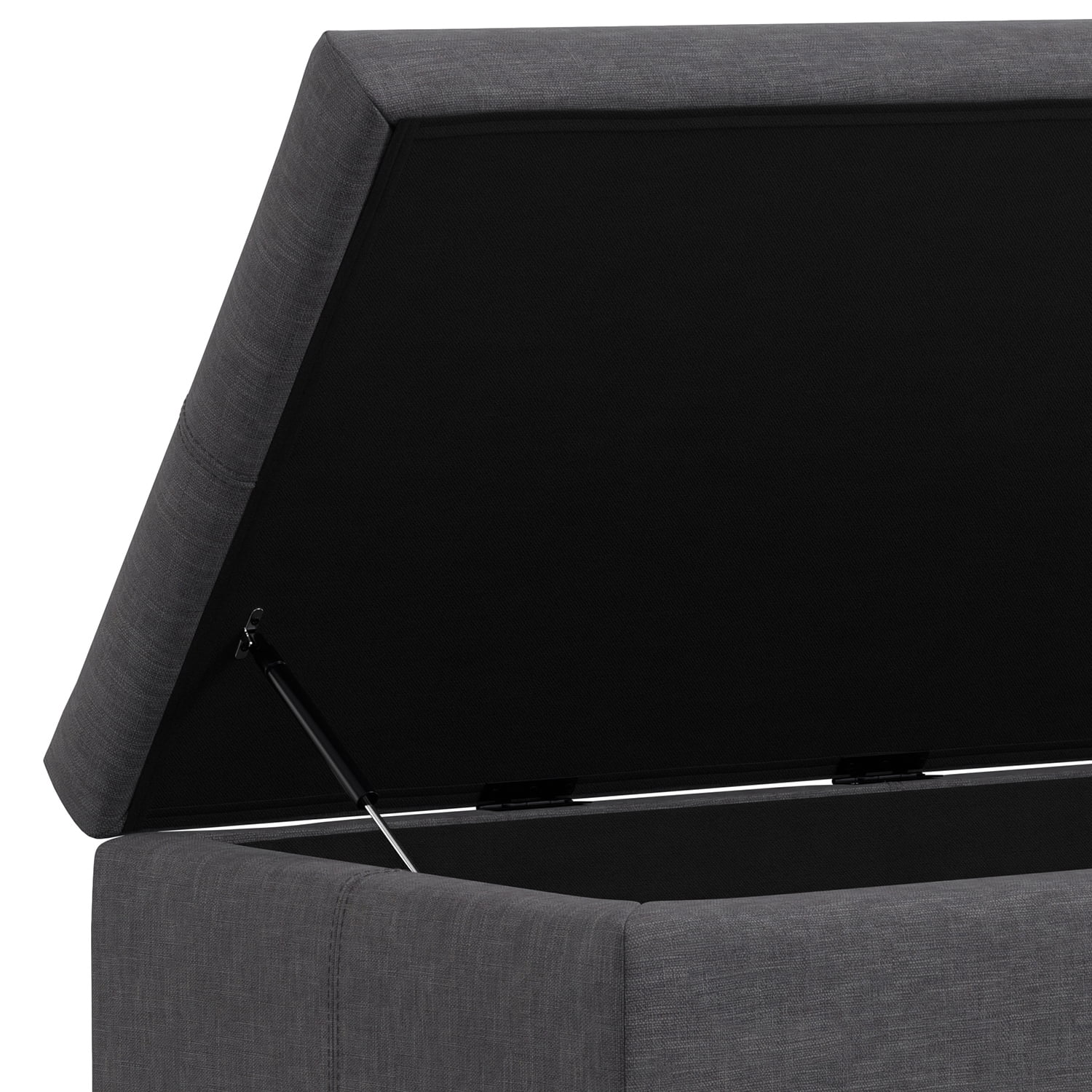 Gabbie 48 inch Wide Rectangular Storage Ottoman in Slate Grey Polyester Linen