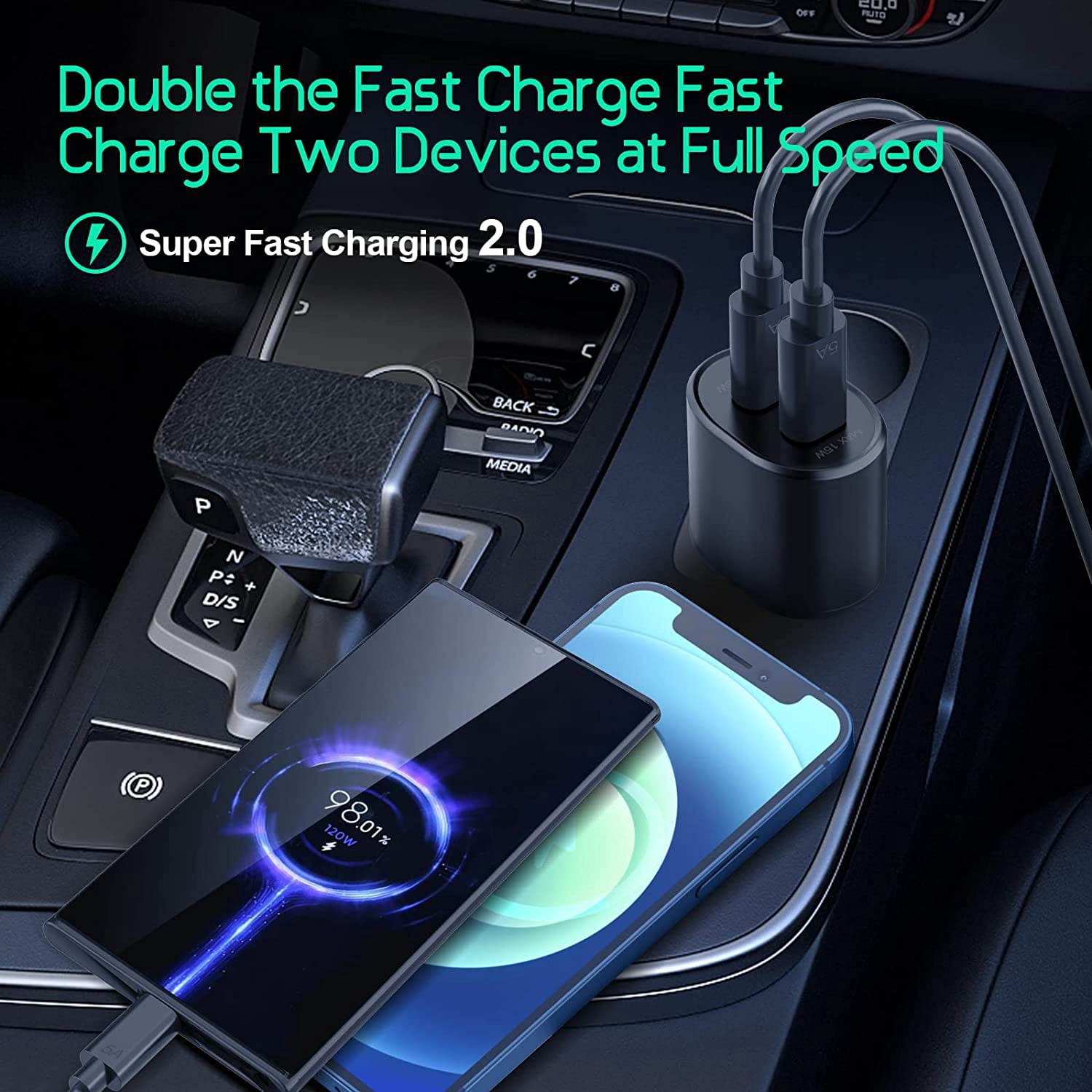 for Microsoft Surface Duo 2 - 45W PD Charger Kit,USB C Super Fast Charging Wall Charger Block/Car Adapter with 2x C to C Cord - Black