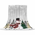 thumbnail image 2 of Christmas Snowman Throw Flannel Blanket 60x80In Green Buffalo Plaid Xmas Tree Grey Super Soft Cozy Bed Blanket, Lightweight Plush Fuzzy Bed Throw for Bedroom Sofa Couch Living Room, 2 of 4