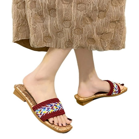 

ZHELIYO Women s sandals Women S Beach Sandals Hollow Casual Slippers Flat Shoes Retro Sandals Red 7