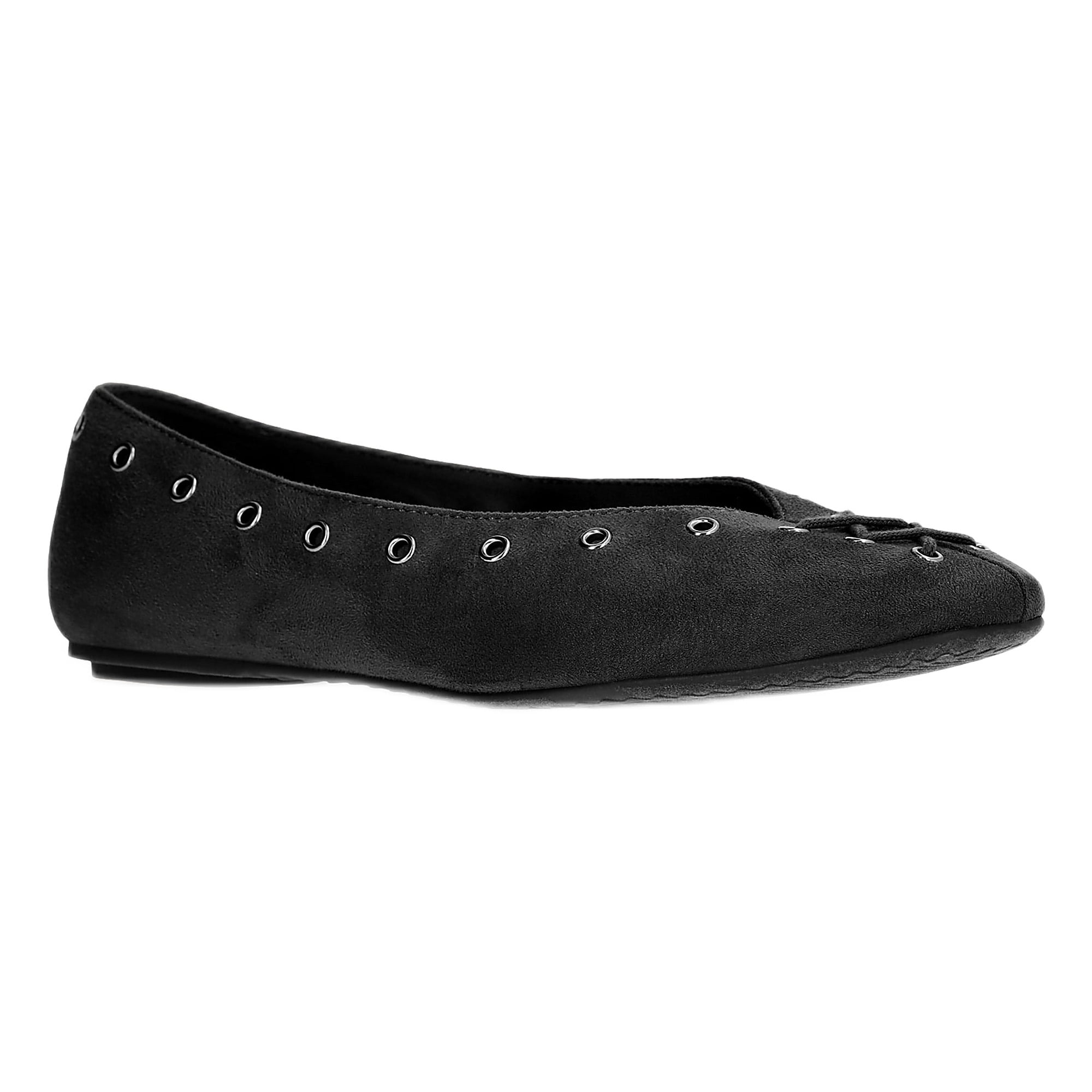 Time and Tru Women's Faux Suede Corset Ballet Flats