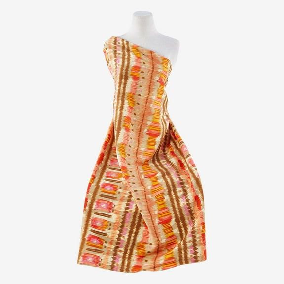 Zelouf Zs1304U Print Linen Rayon  , Sewing, DIY, Crafts Fabric by the Yard, 823 Tan/coral, 3 Yard