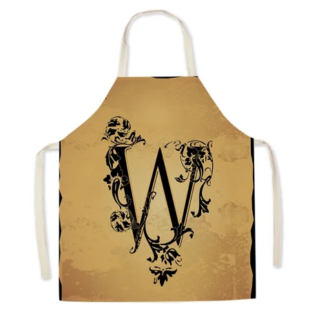

1Pcs Black Alphabet Pattern Kitchen Apron Waterproof Cooking Oil-proof Aprons for Women Home Cleaning Tools Cooking Accessories