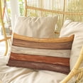 thumbnail image 4 of Farmhouse Burnt Orange Brown Pillow Covers, Linen Long Throw Pillow Case, Vintage Wooden Striped Holiday Pillow Protector Decorative Cushion Cover for Living Room/Bedroom 12" x 20", 4 of 8