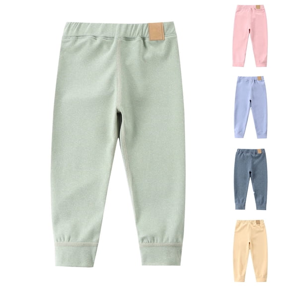 HAJWOH Little Boys Girls Fleece Pants Tight Fit Casual Warm Cotton Thicked Lined Footless Leggings Fall Winter Clothes