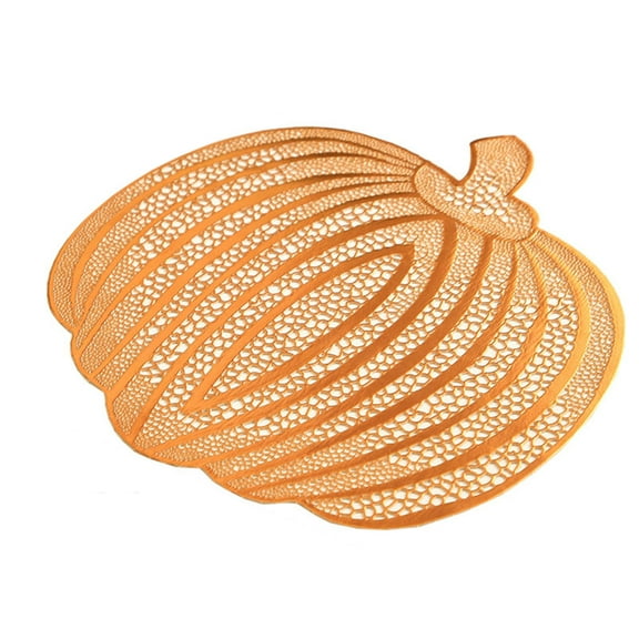 WEGFTDUOP Halloween Decoration Hollow Out PVC Pumpkin Western Style Mat With Hot Stamping Waterproof Non Slip And Heat Insulating Dining Table Mat Halloween Indoor Outdoor Decoration