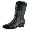 thumbnail image 5 of Steve Madden Laredo Black Leather Modern Western Cowboy Mid Calf Classic Boots (Black Leather, 7.5), 5 of 8