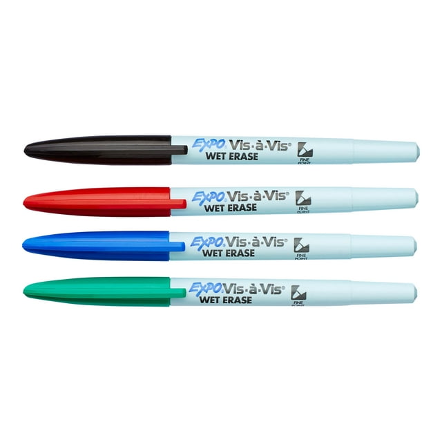 Expo Vis-��-Vis - Marker - non-permanent - for overhead transparencies, whiteboard - black, red, blue, green - fine (pack of 4)
